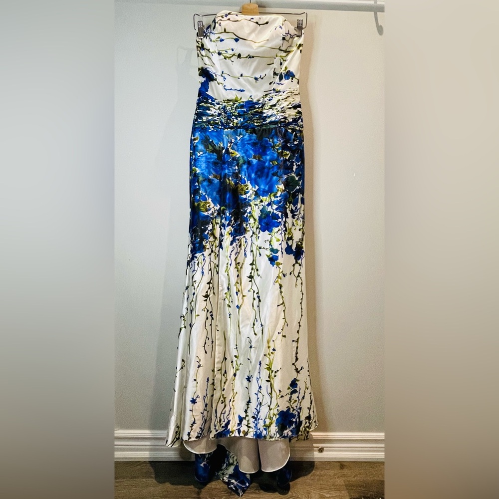 Elegant Strapless Floral Maxi Dress